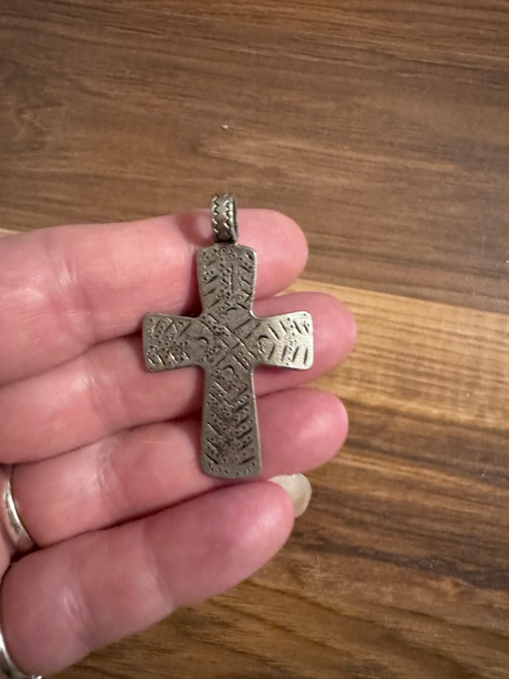 Textured VINTAGE STERLING SILVER Cross Pendant